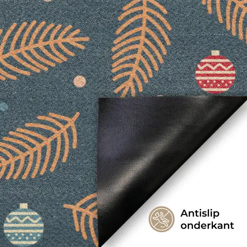 Patroon - Kerst - Symbolen - Donkerblauw Deurmat klein 898 -antislip_NL