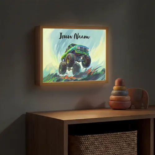 Monstertruck - Auto - Jongens - Groen Light Box met batterij (Wandlamp kind) middel -sfeer5_kind