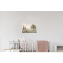 Heuvellandschap - Bomen - Natuur - Groen Muursticker klein -kinderkamer