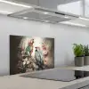 Papegaaien - Vogels - Natuur - Bloemen keuken achterwand spatscherm klein -3d_schuin