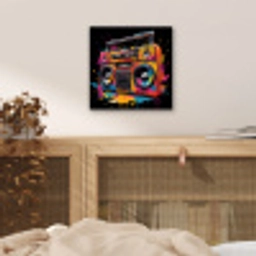 Radio - Graffiti - Box - Kleuren - Zwart aluminium wit klein -sfeer3