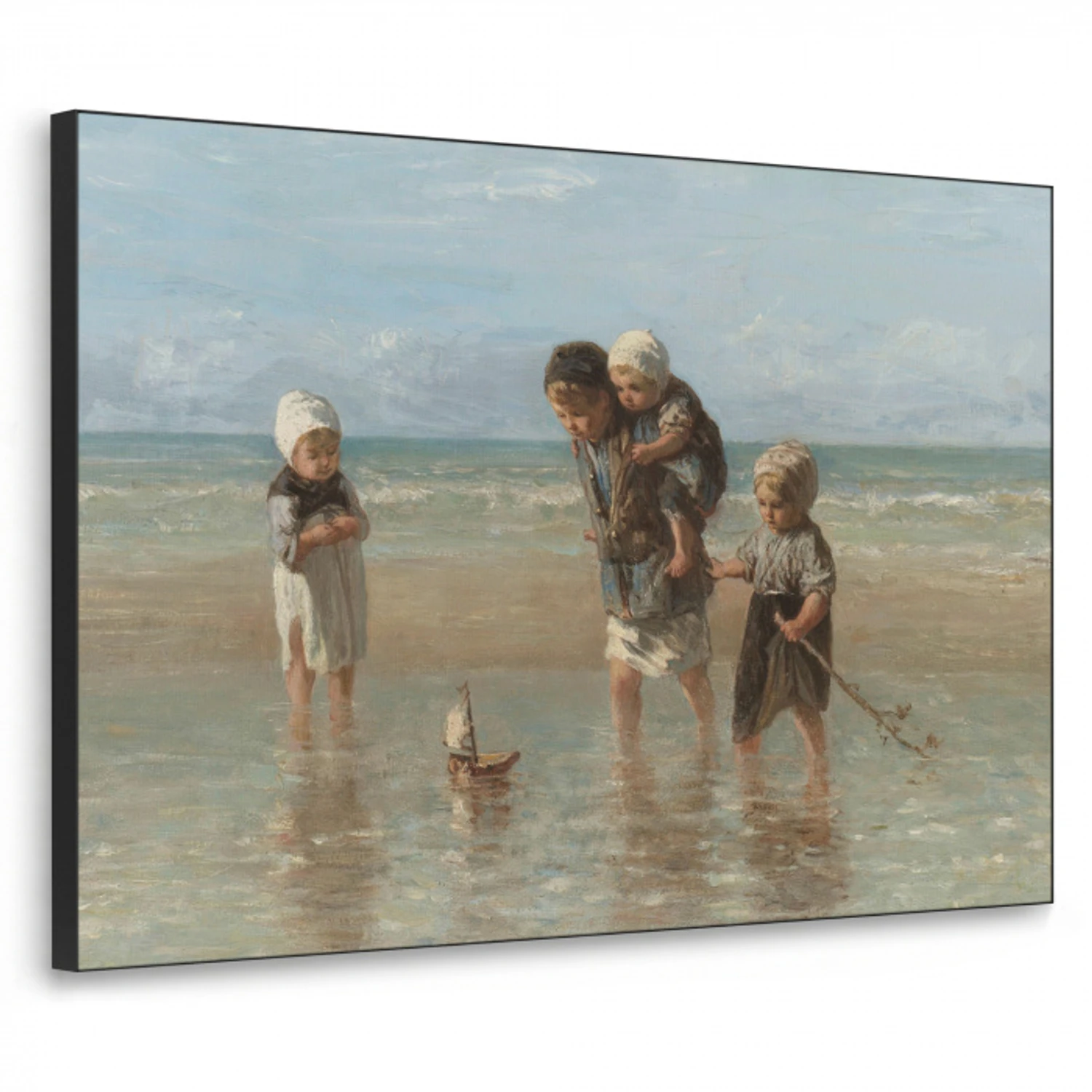 Oude meesters - Kunst - Kinderen der zee - Jozef Israëls Textielframe zwart klein -3d