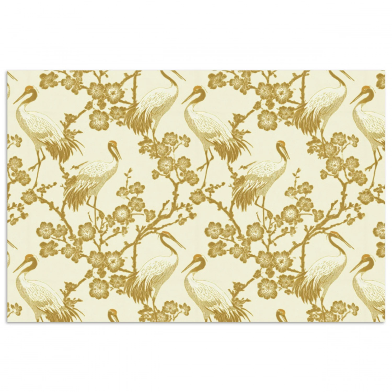 Kraanvogels - Kersenbloesem - Goud poster papier klein 62 -3d