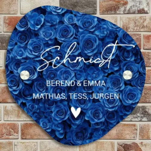 Blauwe rozen - Sierlijk Naambord Organisch middel -sfeer10