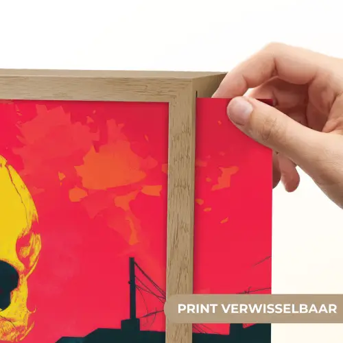 Straat - Verlaten - Schedel - Geel Light Box met batterij (Wandlamp) middel -USP_websiteprintNL