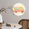 Ijskar - Retro - Softijsjes - Roze Wandcirkel behangsticker klein -sfeer3