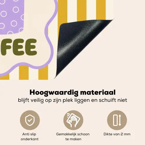 More coffee - Geel - Paars - Strepen - Mok Inductie beschemer met haakjes klein -ky-onderkant-nl