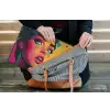 Close-up - Vrouwengezicht - Stippen - Geel laptophoes neopreen klein -tas