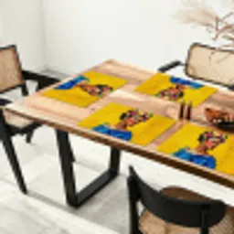 Frida Kahlo - Vrouw - Geel - Blauw - Bloemen Placemat vinyl groot -zzsfeer4_Kitchenyeah-website