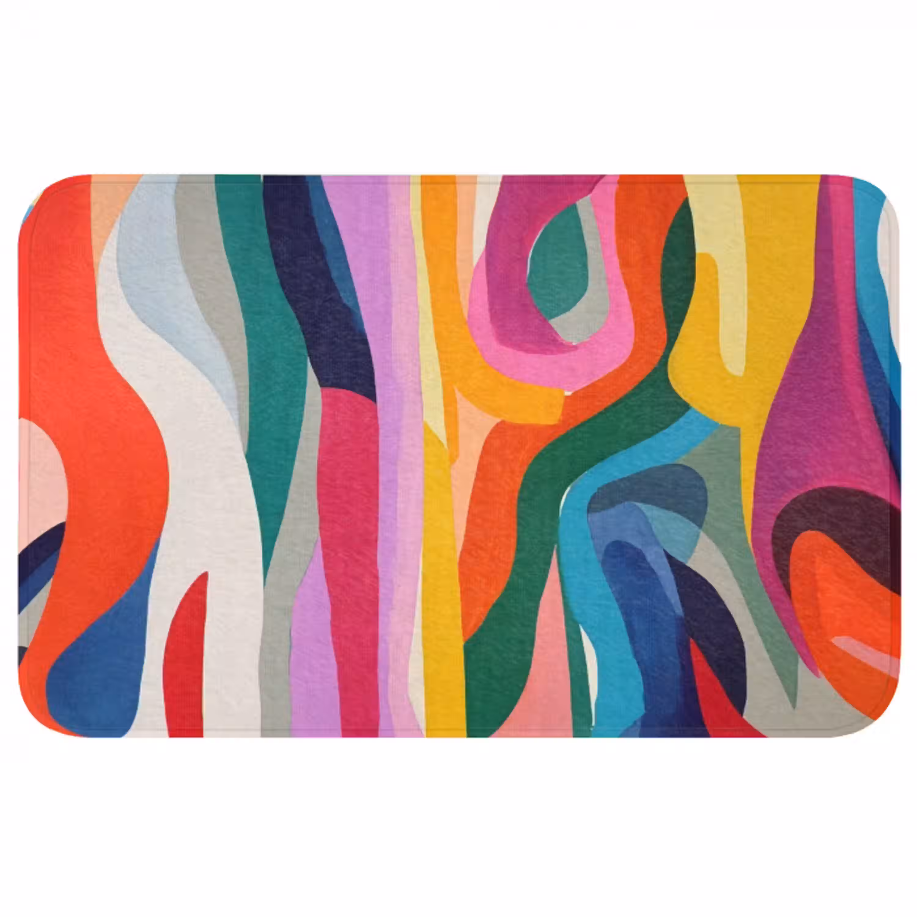 Abstract - Kleurrijk - Golven - Lijnen Badmat middel -3d