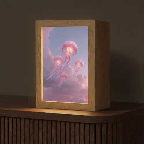 Kwallen - Roze - Wolken Light Box met kabel (Tafellamp) klein -z3d_website