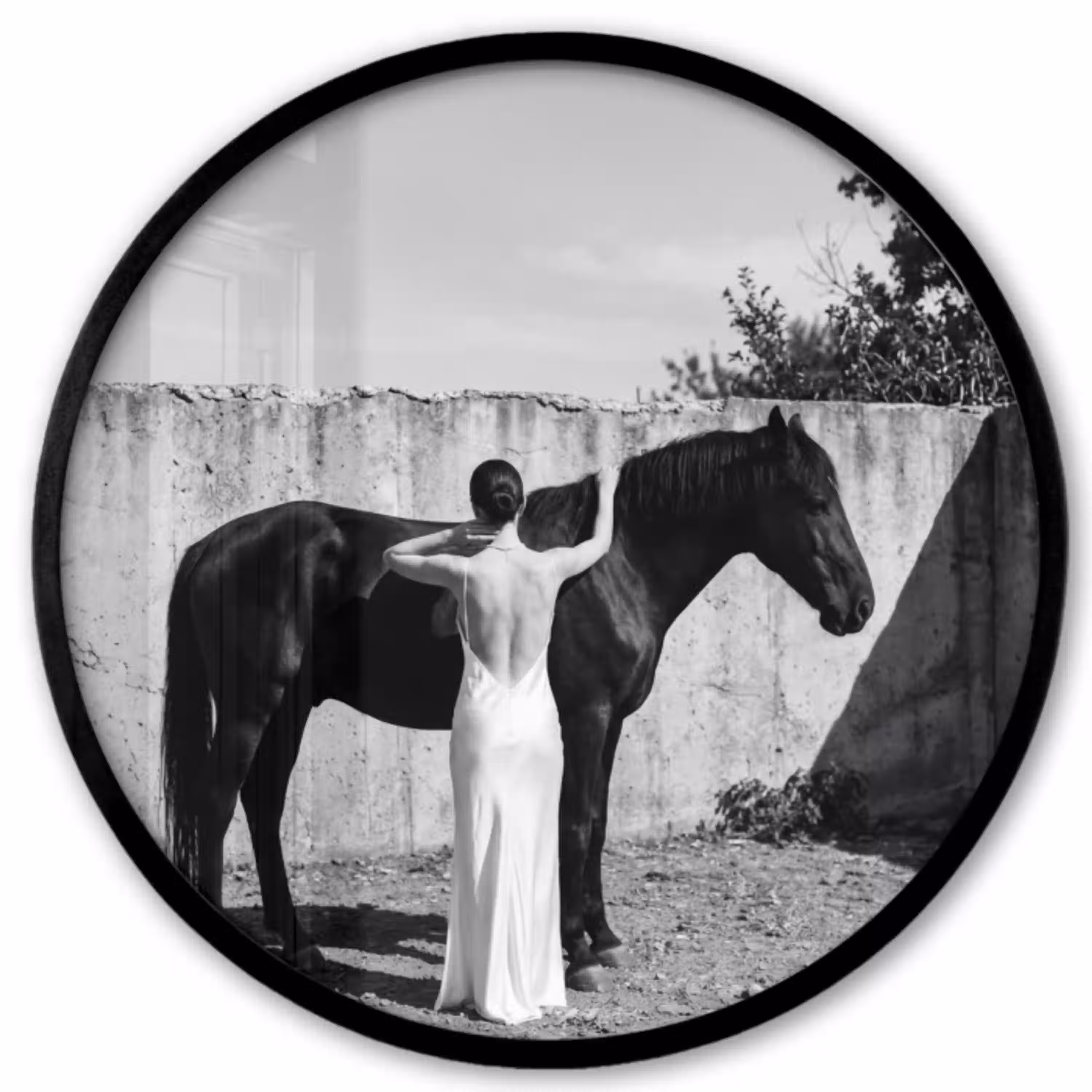 Vrouw - Paard - Artistiek Fotolijst rond zonder passe partout klein -3d