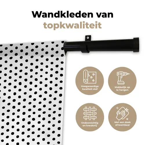 Stippen - Patroon - Zwart - Wit Wandkleed katoen klein 269 -sfeer2