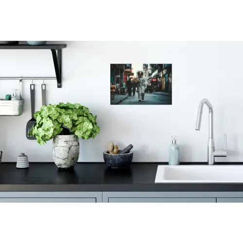 Boeket - Bloemen - Kleurrijk - Astronaut Muursticker klein -keuken