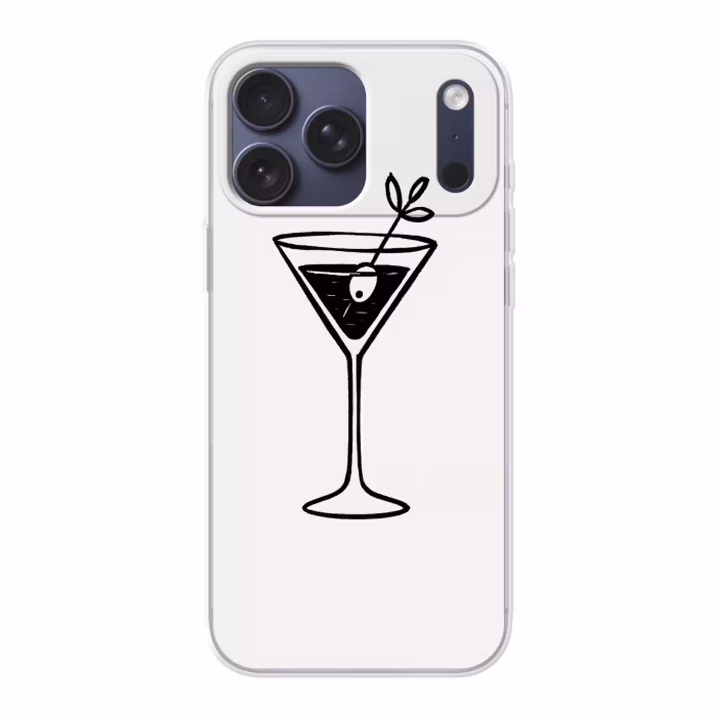 Cocktail - Glas - Olijf - Minimalistisch Telefoonhoesje iPhone 17 Pro Max klein -3d