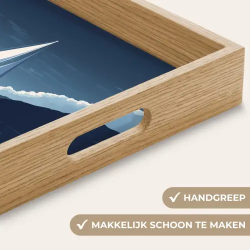Zeilboot - Donkere bergen - Stilte Dienblad Rechthoek middel -USP_HandgreepNL