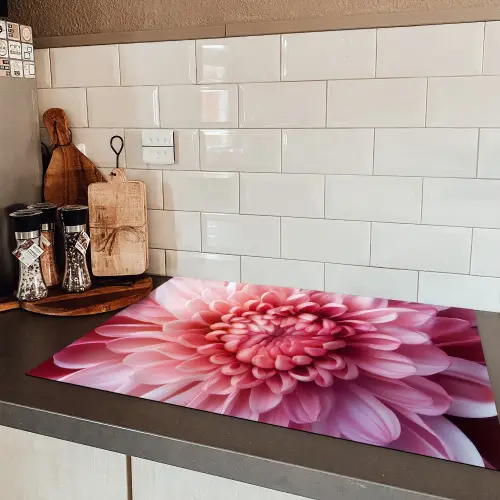 Dahlia - Bloem - Close up - Roze Inductie beschermer vinyl 3mm klein -sfeer3