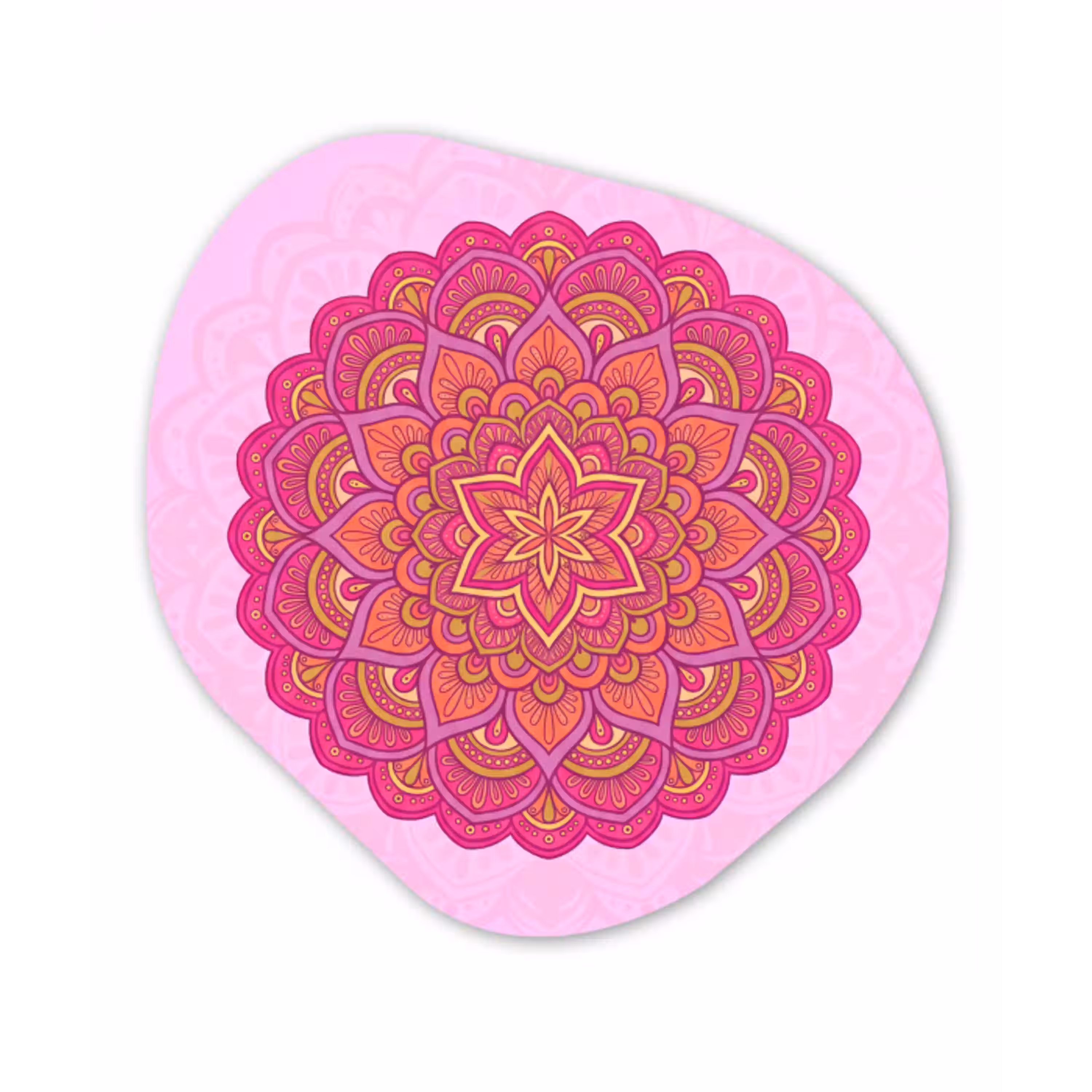 Mandala - Cirkel - Spiritueel - Oosters - Roze Wandcirkel Organisch Aluminium middel -3d