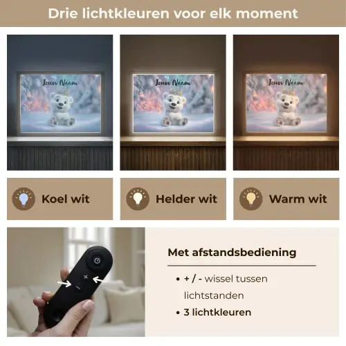 Ijsbeer - Kroon - Winter Light Box met batterij (Wandlamp kind) middel -USP_lichtkleurNL