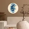 Vissen - Minimalistisch - Blauw Wandcirkel plexiglas klein -sfeer1
