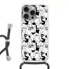 Lijnen - Gezichten - Zwart - Wit Hoesje iPhone 16 Pro Max met koord klein 804 -3d