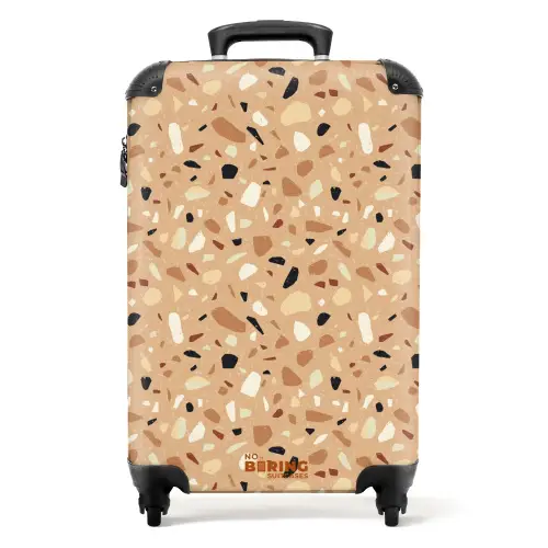 Terrazzo patroon kleurrijk bruin NBS - Handbagage koffer - Volwassenen Unisex middel -productfoto_recht