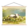 Schaap - Weide - Groen textielposter latten blank klein -3d
