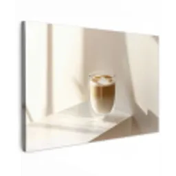 Mok - Latte - Minimalistisch - Schaduw Tuinposter op houten frame 2 cm dik klein -3d