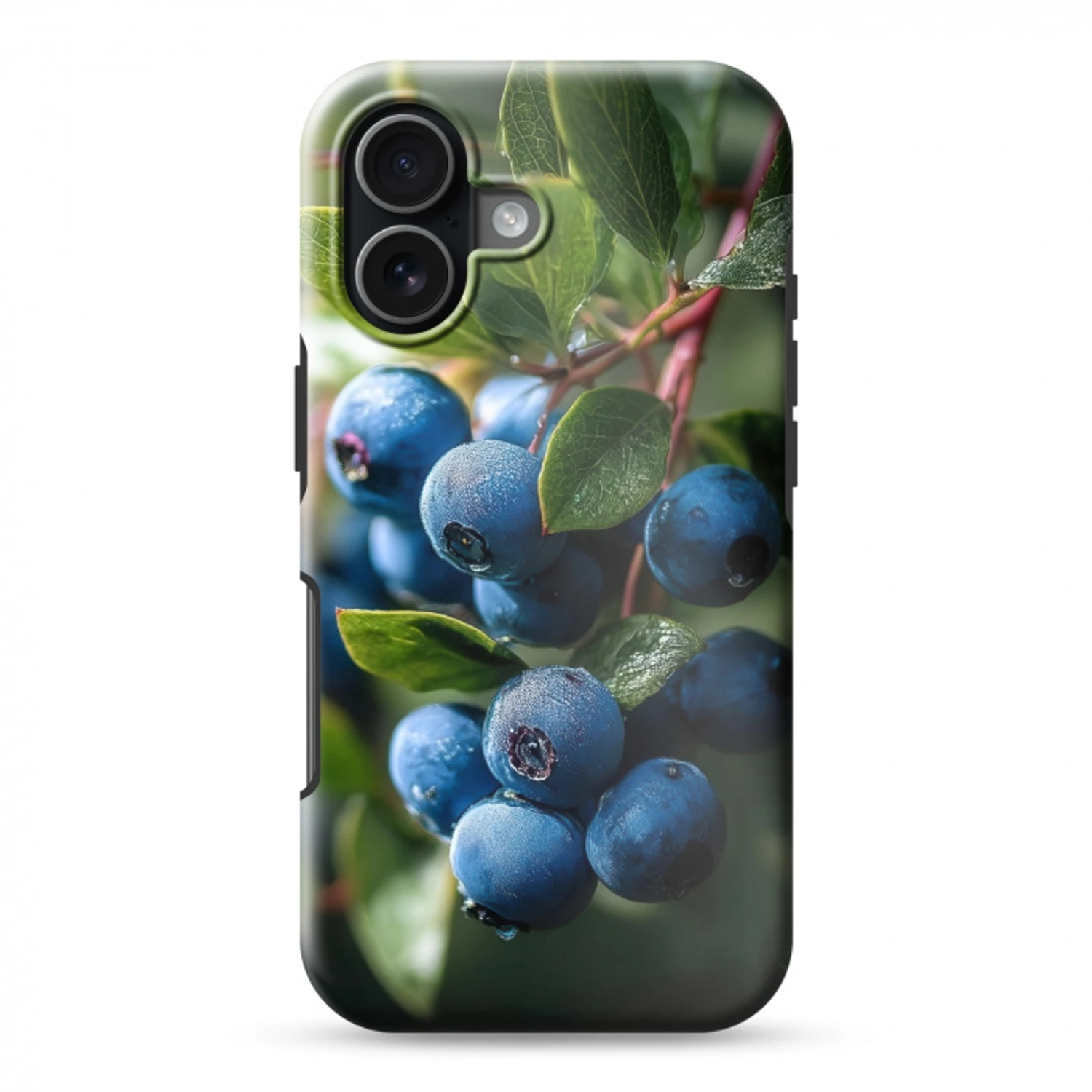Blauwe bessen - Dauwdruppels - Natuurlijk licht Toughcase MagSafe Apple iPhone 17 klein -3d