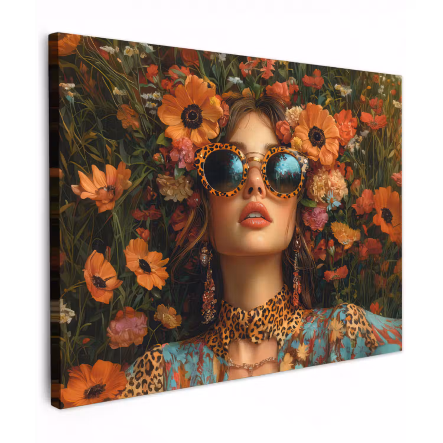 Leinwandbild - Frauen - Blumen - Modern - Brille - Abstrakt