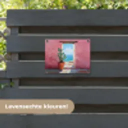 Zee - Roze - Cactus tuinposter los doek klein -sfeer3