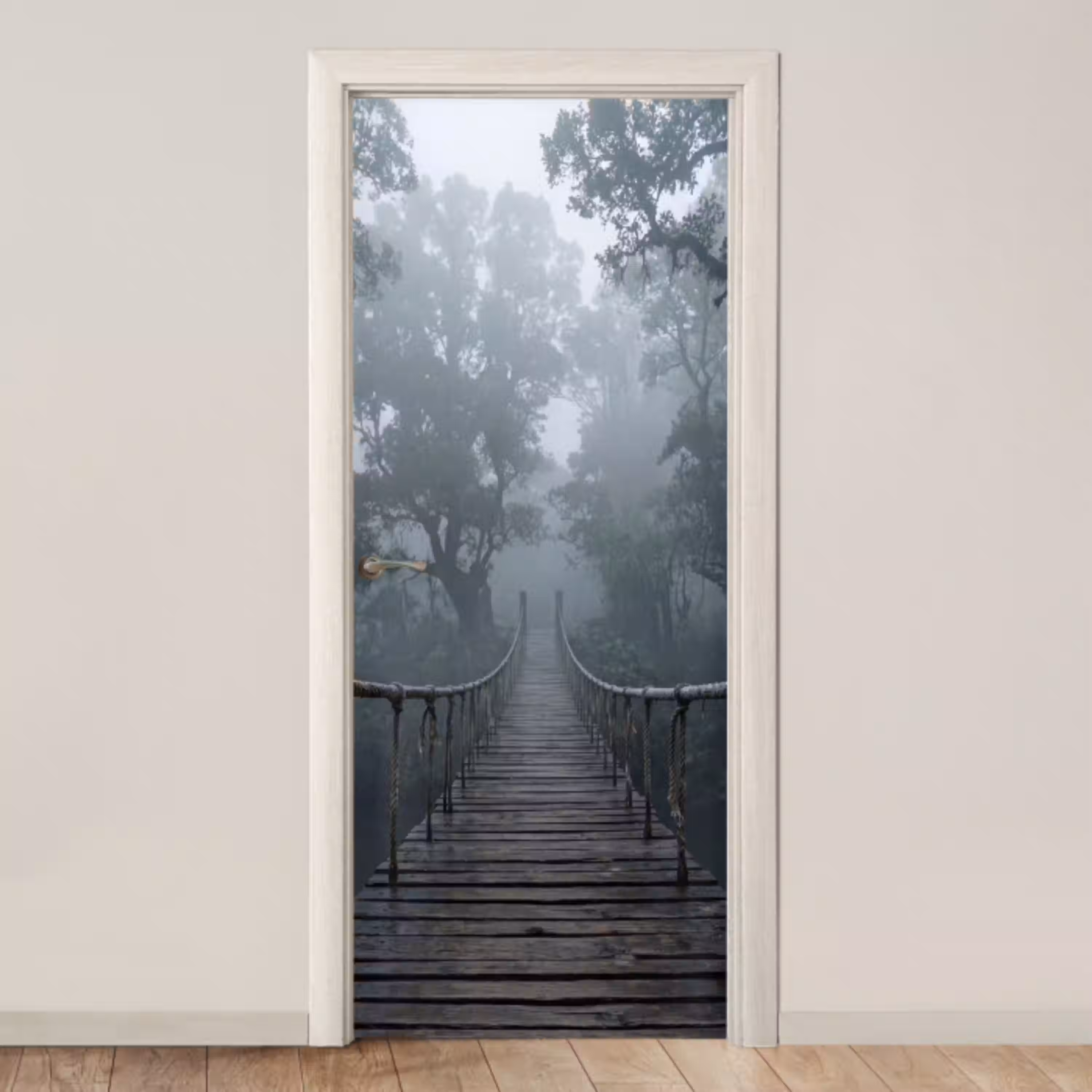 Brug - Jungle - Mist - Natuur deurposter klein -3d_beige