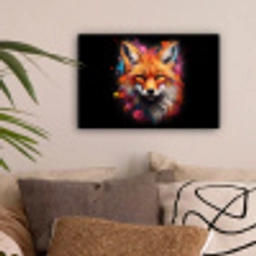 Graffiti - Vos - Zwart - Pop art canvas 2cm klein -sfeer1