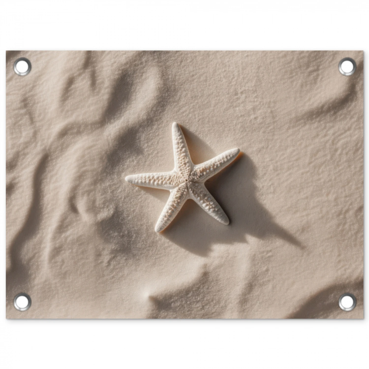 Strand - Zeester - Zand - Beige tuinposter los doek klein -3d