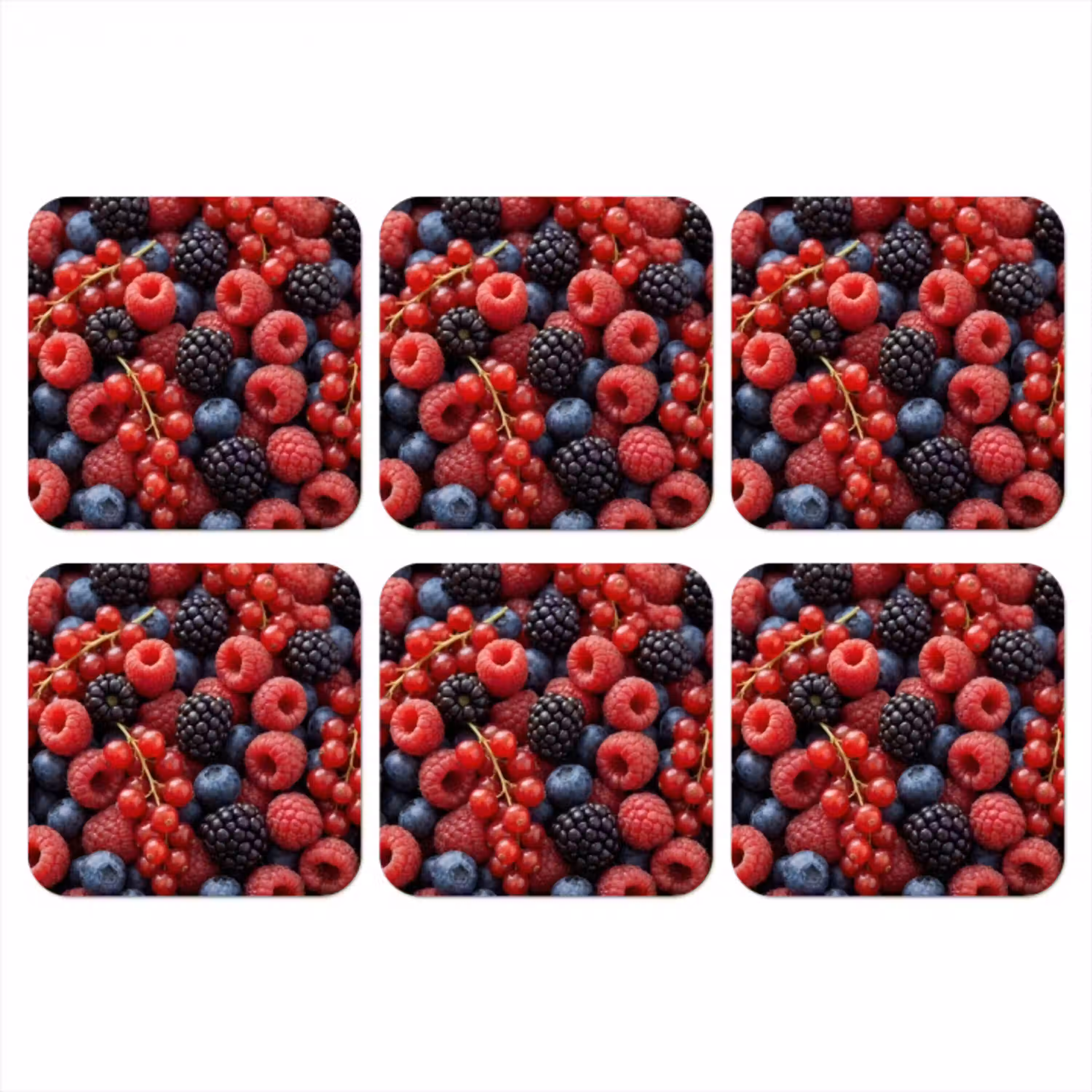 Bessen - Mix - Vers - Eten - Kleurrijk onderzetter kurk middel -3d