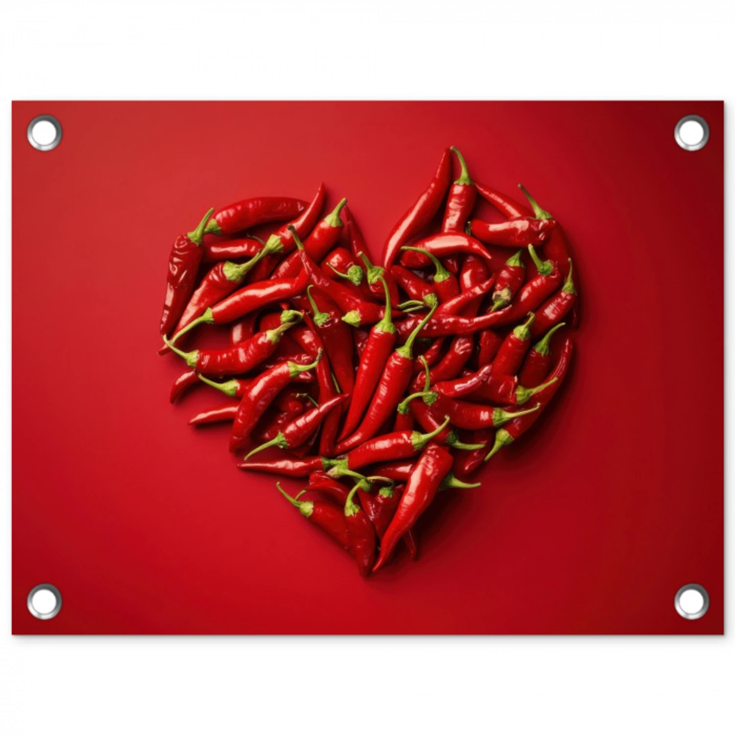 Pepers - Rood - Hart tuinposter los doek klein -3d