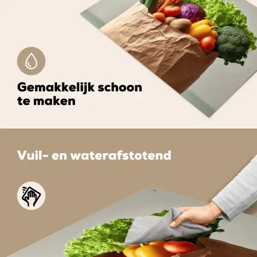 Papieren - Boodschappen - Groente - Kleurrijk Inductie beschemer met haakjes klein -ky-schoon-nl