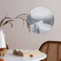 Rivier - Bevroren - Landschap - Winter Akoestische PET Vilt - Rond klein -sfeer3