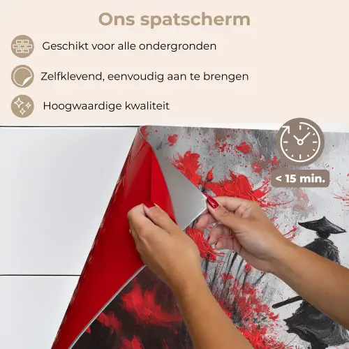 Rode bloemen - mistig - Man keuken achterwand spatscherm klein -spatscherm_NL