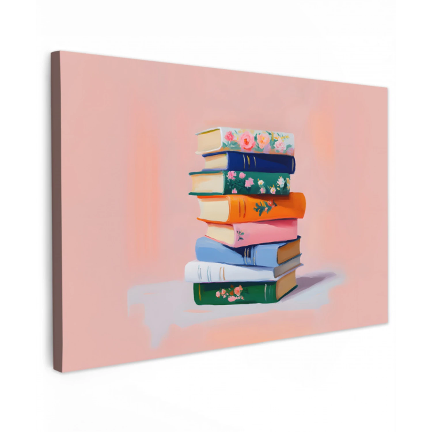 Boeken - Stapel - Kleurrijk Tuinposter op houten frame 2 cm dik klein -3d