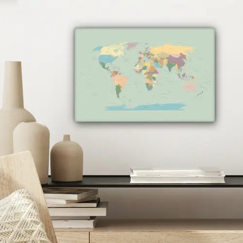 Wereldkaart - Realistisch - Kaart canvas 2cm klein -sfeer6