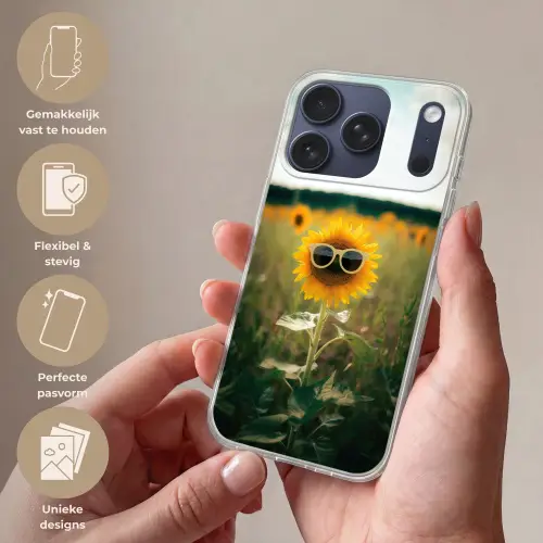 Zonnebloem - Veld - Zonnebril Telefoonhoesje iPhone 17 Pro klein -sfeer3_NL
