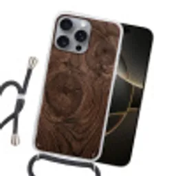Houtnerf - Textuur - Patroon - Bruin - Rustiek Hoesje iPhone 16 Pro Max met koord klein -sfeer1