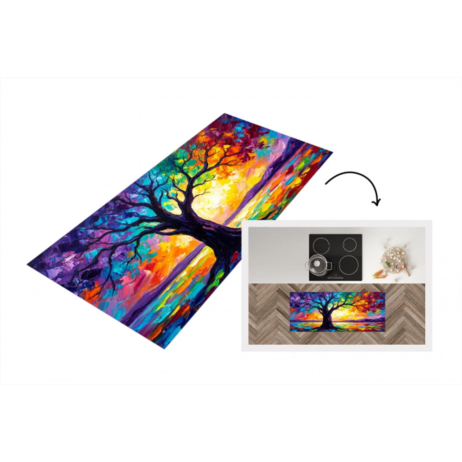Boom - Landschap - Natuur - Abstract - Kleurrijk Keukenloper - keukenmat middel -3d