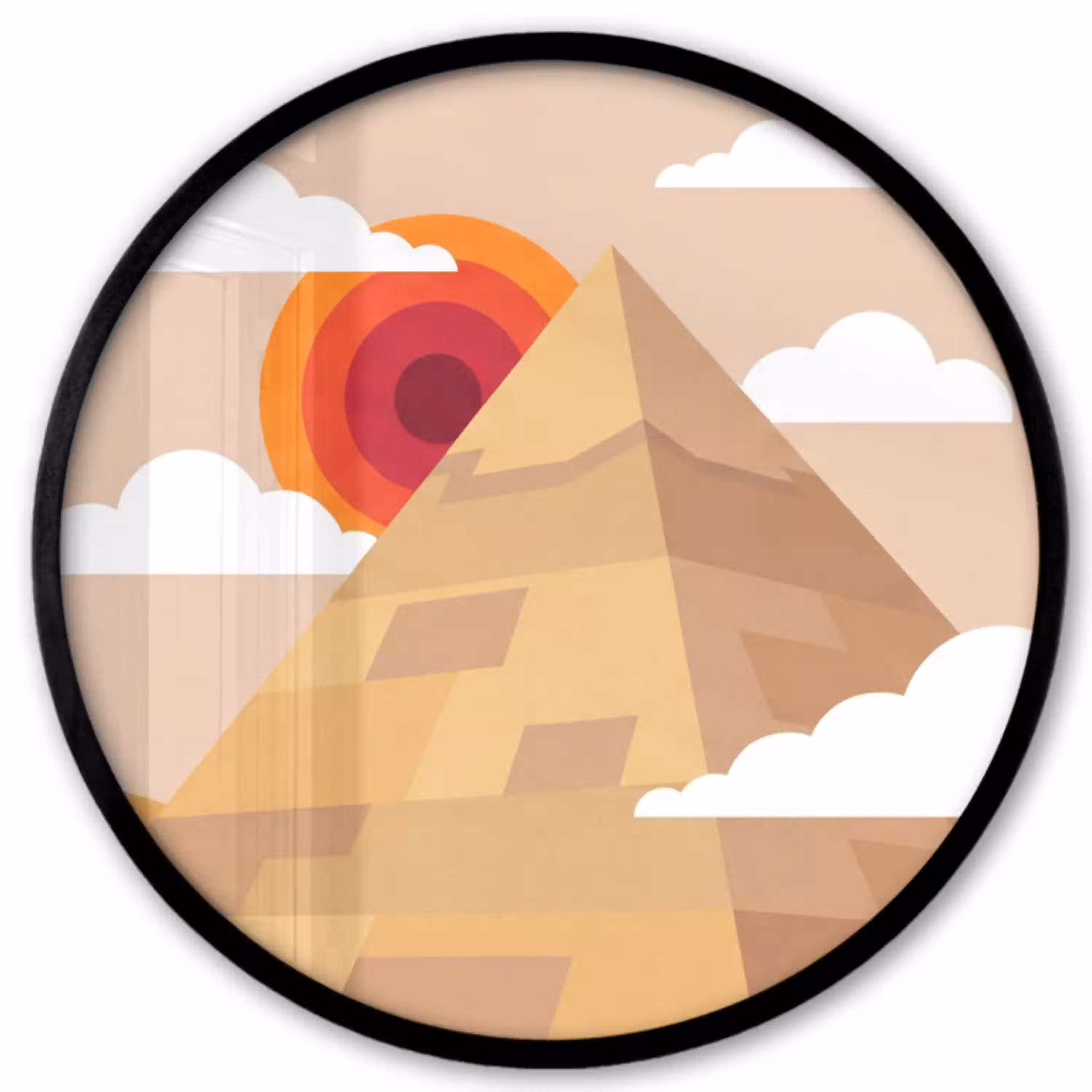 Piramide - Zon - Woestijn - Modern - Oranje Fotolijst rond zonder passe partout klein -3d