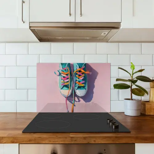 Sneakers - Veters - Kleurrijk - Schaduw keuken achterwand spatscherm klein -sfeer2