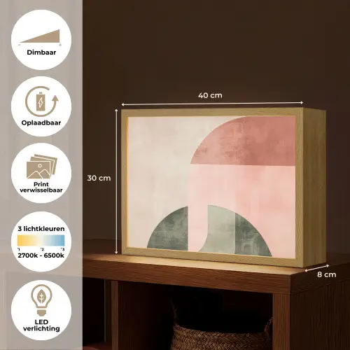 Cirkel - Abstract - Roze Light Box met batterij (Wandlamp) middel -USP_websiteoverzichtNL