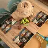 Kunst - Bruin - Abstract - Hout motief Placemat vinyl groot -zzsfeer5_Kitchenyeah-website