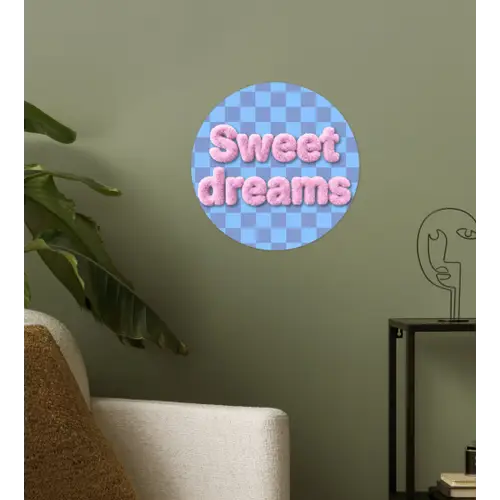 Sweet dreams - Vierkanten - Roze - Blauw Wandcirkel behangsticker klein -sfeer2