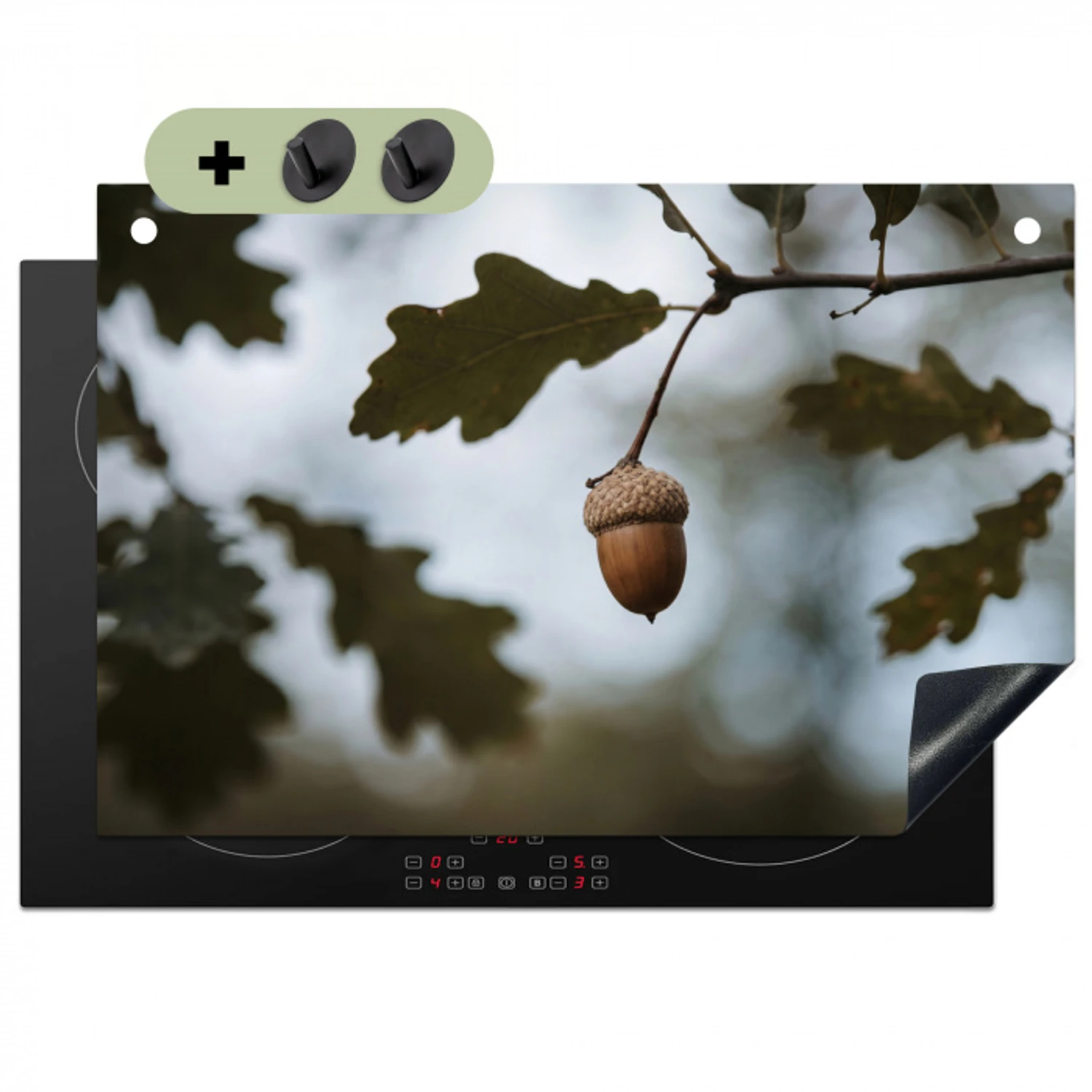 Eikel - Eikenblad - Bos - Herfst - Natuur Inductie beschemer met haakjes klein -3d